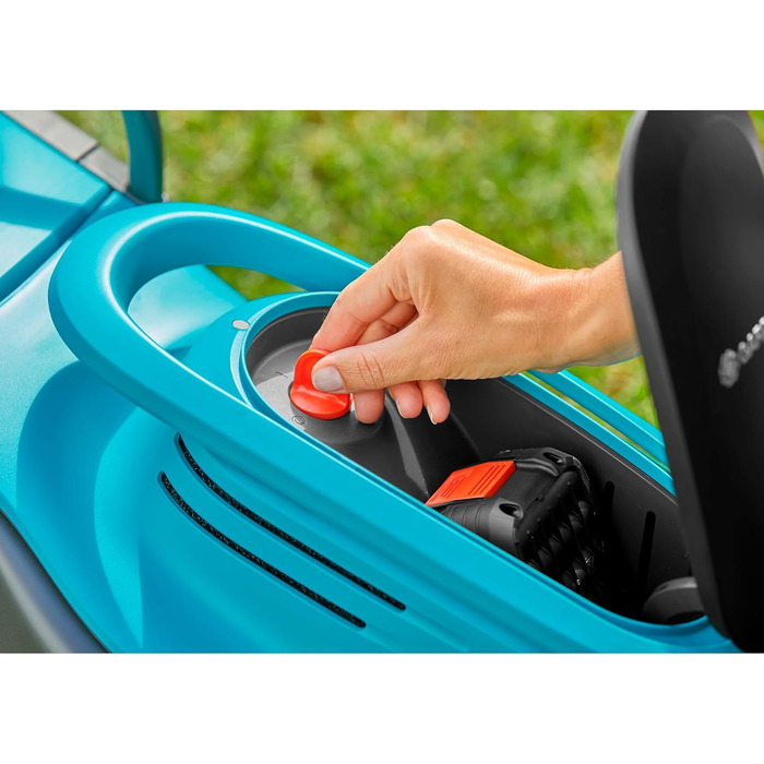 Акумуляторний газонокосарка Gardena PowerMax 37/36V P4A: комплект, до 350 м², ширина зрізу 37 см, об'єм травоспіральника 45 л, центральне регулювання висоти зрізу, двигун PowerPlus з Eco-режимом