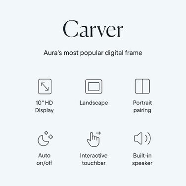 Цифровий фоторамка Aura Carver 10.1" HD Wi-Fi, хмарне сховище, безлімітний обсяг, віддалене завантаження фото - Gravel 10',  (Морська сіль)