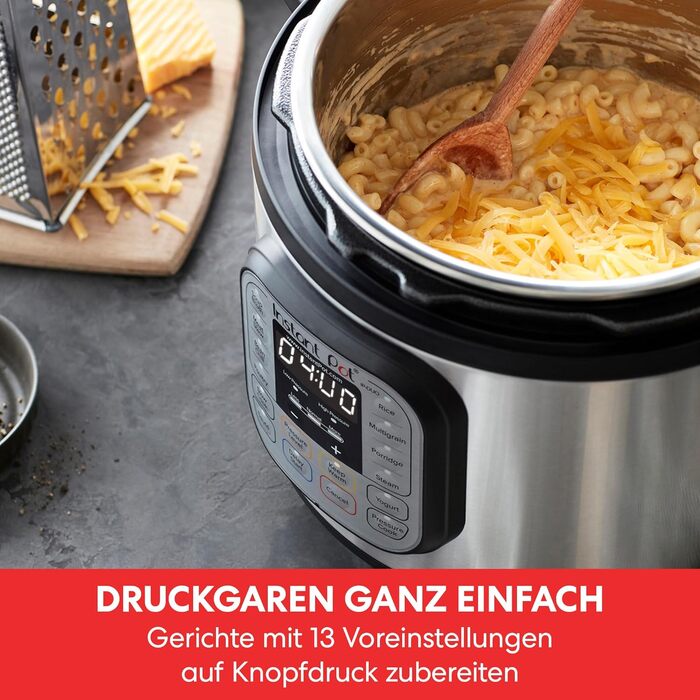 Мультиварка Instant Pot Duo 7-в-1, 5,7 л, електрична скороварка, рисоварка, йогуртниця, пароварка, повільноварка, з нержавіючої сталі, чорна