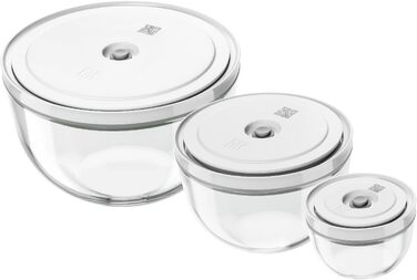 Набір вакуумних контейнерів для зберігання їжі ZWILLING Fresh & Save, 6 предметів, скло, сірий (S-12 см, M-18 см, L-24 см)