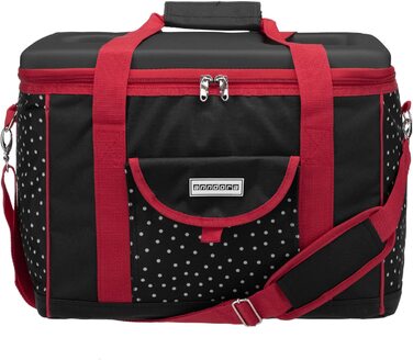 Термосумка anndora XL 40 л – ізотермічна сумка-холодильник для пікніка, чорна з білими крапками