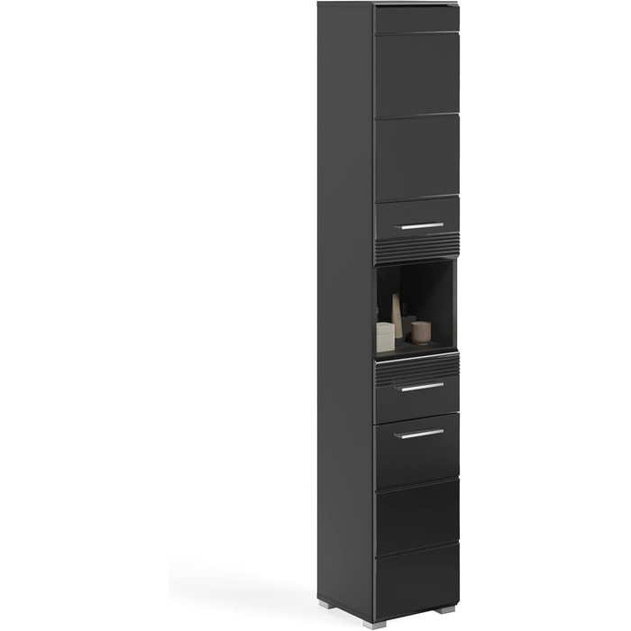 Шафа для ванної кімнати xonox.home Linus X18B5711, чорний глянець, 30x182x31 см