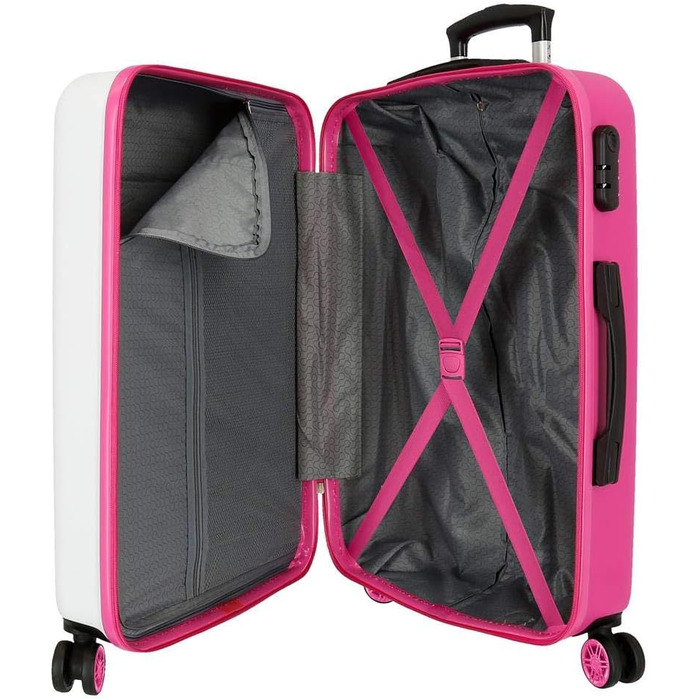 Дорожній набір валіз Disney Minnie Enjoy the Day, білий, 55/68 см, жорсткий ABS пластик, кодовий замок, 104 л, 4 подвійні колеса, ручна поклажа