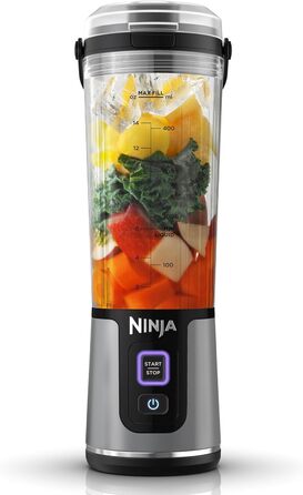 Портативний міні-блендер Ninja Blast 530 мл, бездротовий, акумуляторний, для смузі, з герметичною кришкою, подрібнює лід і фрукти, чорний, модель BC151EUBK