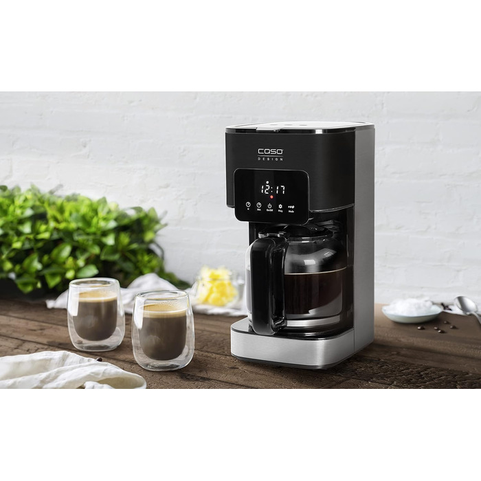 Кавоварка CASO Coffee Taste and Style з постійним фільтром, 1,5 л, оптимальна температура заварювання 92-96°C, крапельний стоп, покращена система заварювання, нержавіюча сталь, на 12 чашок