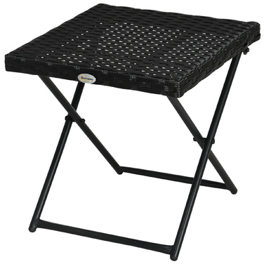 Outsunny Side Table Розкладний садовий стіл з полі ротанга, журнальний столик для балкона, метал чорний 40 x 40 x 40 x 40 см