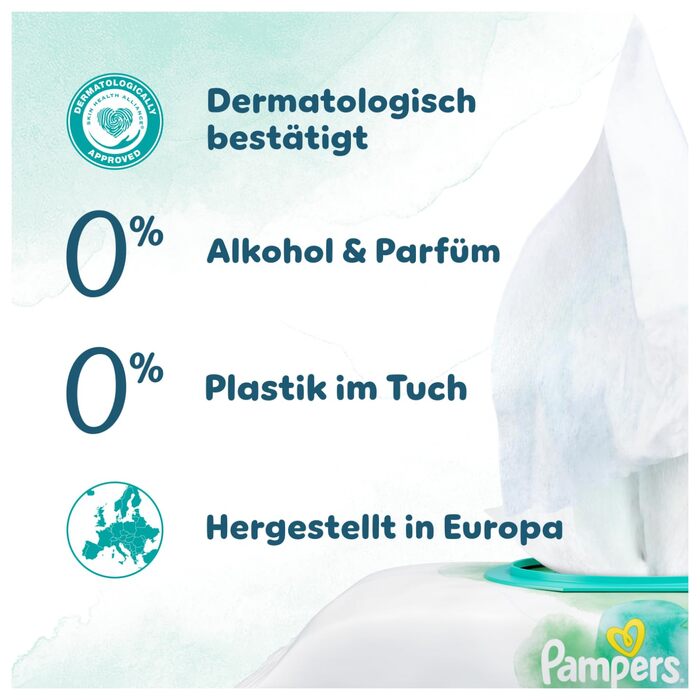 Дитячі вологі серветки Pampers Harmonie Protect & Care, гіпоалергенні, без ароматизатора, 792 шт (18 упаковок по 44 шт)
