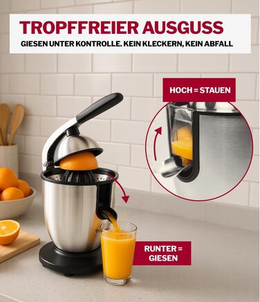 Електрична соковижималка Turmix Multi-Juicer CX 650 для цитрусових з нержавіючої сталі, 2 конуси для апельсинів та лимонів, тиха, посудомийна