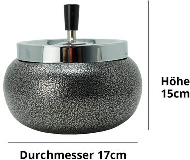 Преміум попільничка Kogu Jumbo 17 см, хром/кам'яне покриття, з обертовою кришкою