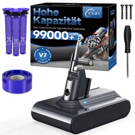 Акумулятор для пилососа Dyson V7 Absolute/Animal/Motorhead/Fluffy: Оригінальний акумулятор + 5 фільтрів + 2 гвинти