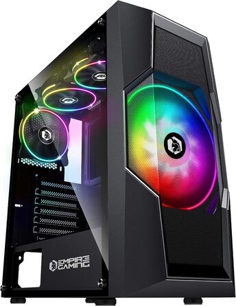 Корпус для ПК Empire Gaming Onyx ARGB, середній ATX, mATX, ITX, 4 адресовані RGB-вентилятори (1×200 мм, 3×120 мм), бокова панель із загартованого скла