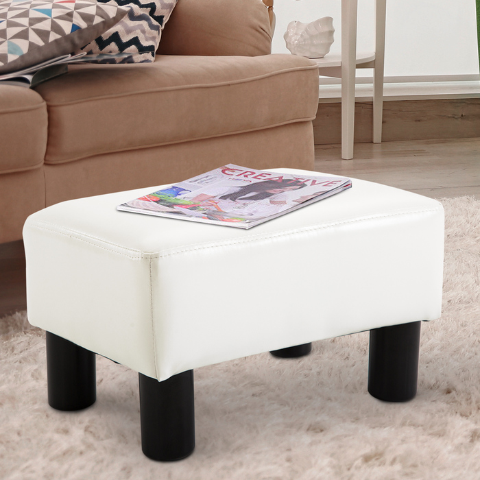 Табурет для ніг HOMCOM Chesterfield зі штучної шкіри, білий, 40x30x24см