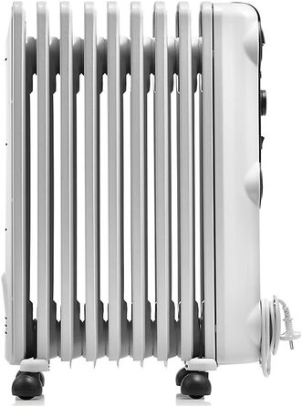 Масляний обігрівач De'Longhi Radia S TRRS0715, 1500 Вт, 7 секцій, з термостатом та захистом від замерзання, білий