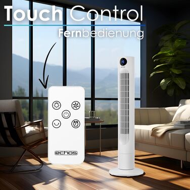 Вентилятор Tower Echo - тихий, з пультом, LED-дисплеєм та таймером 12 год