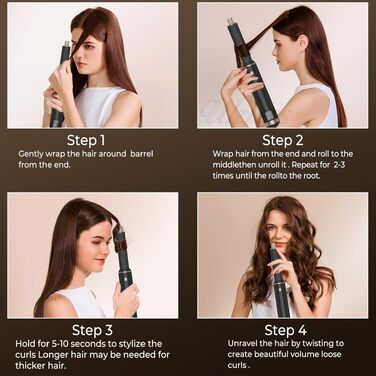 Airstyler 5 в 1 з насадкою для випрямлення, завивки та сушіння волосся 1000 Вт, чорний