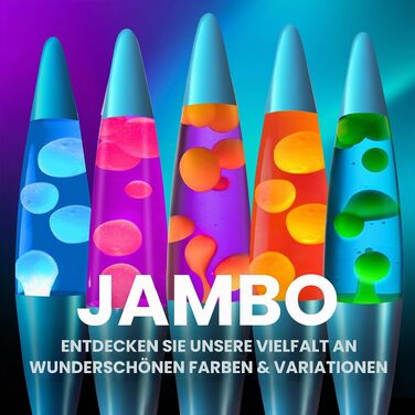 Лава-лампа Jambo 41 см: червоно-жовтий віск, синя основа та рідина, нічник для декору вітальні, спальні та офісу