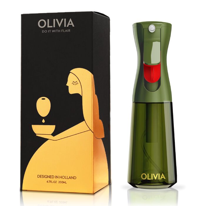 Скляний розпилювач для оливкової олії FLAIROSOL OLIVIA, 200 мл, дозатор для кухні, гриля та аерофритюрниці (Зелений)