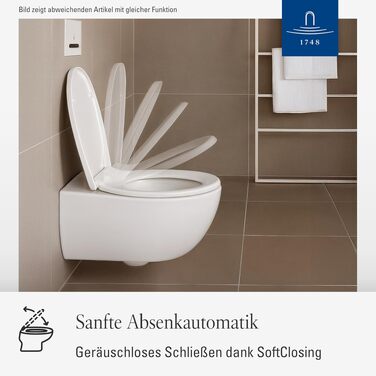 Сидіння для унітаза Villeroy & Boch O.novo D-подібне, біле (Alpin), з мікроліфтом SoftClose, знімне, термопласт Duroplast, 9M38S101
