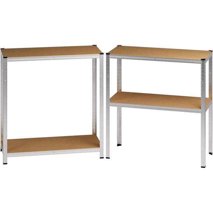 Стелаж металевий Monzana 170x75x30 см, 280 кг, 4 полиці з МДФ, для складу, гаража, майстерні, сріблястий