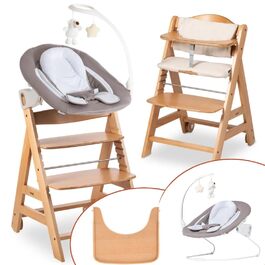 Дитячий стільчик Hauck Beta+ Newborn Set Deluxe - комплект для годування з народження з м'яким сидінням, бланкетом та підносом - білий (натуральний)