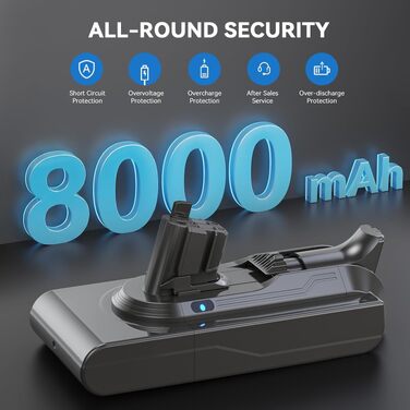 Акумулятор Morpilot V7 8000mAh для пилососа Dyson V7 SV11 Animal, Motorhead, Pro, Trigger, Fluffy + фільтри (V11 8.0Ah)