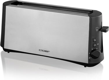 Тостер Cloer 3810 довгий слот, 880 Вт, для 2 тостів, функція для сірого хліба, насадка для булочок, корпус з нержавіючої сталі