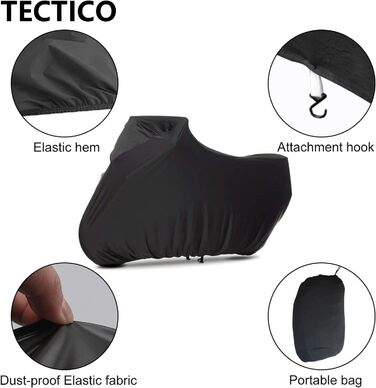 Еластичний чохол для мотоцикла TECTICO XL, дихаючий, для гаража, чорний, 230XL (90×36×49 дюймів)