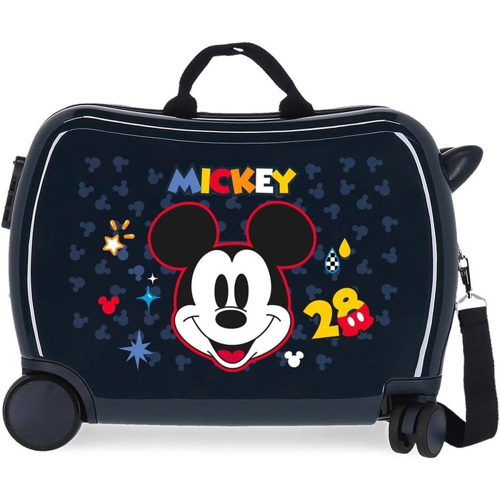Дитяча валіза Disney Mickey Mouse, синя, 50x39x20 см, міцна ABS, 34 л, 4 колеса, ручна поклажа
