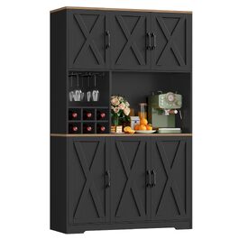 Кухонна шафа-буфет HOCSOK 106x180 см, білий колір, бічне sideboard з 6 дверцятами, знімним тримачем для пляшок та келихів, шафа для продуктів у вітальню та їдальню