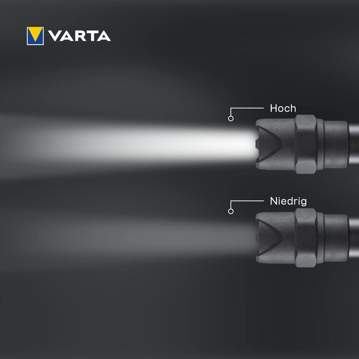 Ліхтарик VARTA Indestructible F30 Pro LED 6 Вт з батарейками AA, робочий, надміцний, водо- та пилозахищений, два режими освітлення