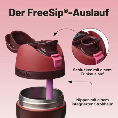 Термобутилька Owala FreeSip зі сталі з трубою, ізольована, BPA-free, для спорту та подорожей, Black Cherry, 710 мл