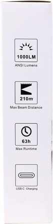 Ліхтарик KLARUS EP10 1000 Люмен USB-C, тактичний, 4 режими, водонепроникний IPX6 для кемпінгу, дому та вулиці