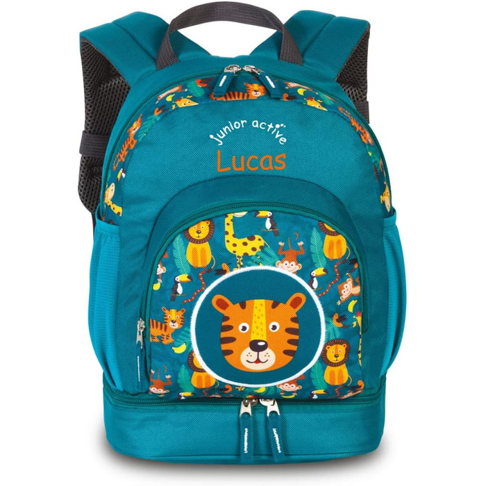Дитячий рюкзак minimutz з іменем, бірюзовий, Tiger, для хлопчиків і дівчаток, персоналізований рюкзак для прогулянок і подорожей