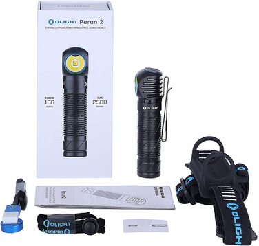 OLIGHT Perun 2 налобний ліхтар 2500 лм, 166 м, USB, 5 режимів, для бігу, риболовлі, кемпінгу, чорний