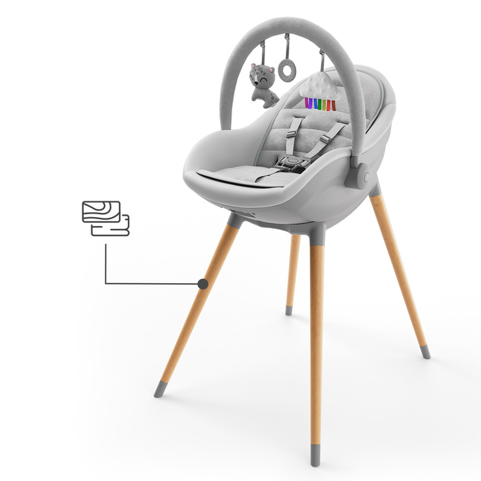 Стілець для годування Kinderkraft FINI UP 3в1: регульована висота, знімний таця та ремені безпеки