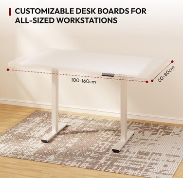 Електричний регульований стіл SANODESK з цільною стільницею 160x80 см, білий - з пам'яттю та гачком