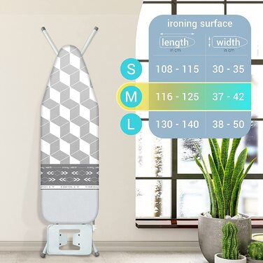 Чохол для прасувальної дошки Timbley 120x40 см, 3 шари, легке ковзання, Park Zone, сірий, виготовлено в ЄС