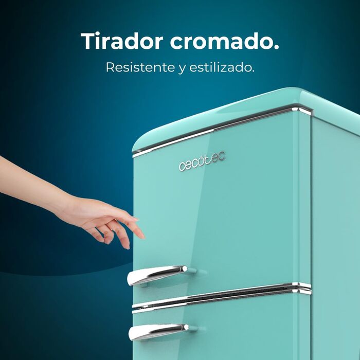 Холодильник Cecotec Bolero CoolMarket 2D Origin 86L: 89,3 см, 48,7 см, 86 л, Клас E, з відділенням для льоду, внутрішнім освітленням, хромованим ручками