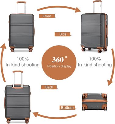 Набір валіз KONO 4 в 1: велика валіза, ручна валіза 55 см, косметичка, сумка для подорожей (кремово-білий)