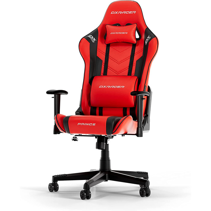 Ігрове крісло DXRacer PRINCE L червоно-чорне, оригінал, PVC шкіра
