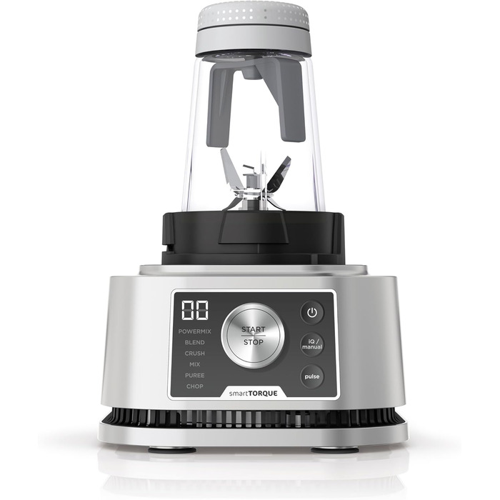 Блендер Ninja Foodi Power Nutri Mixer 3-в-1, 1200 Вт, автоматичні програми, для смузі, густих намазок і заморожених напоїв, 2,1 л глечик, 700 мл стакан і 400 мл чаша з Power-мішалкою, сріблястий, CB350EU