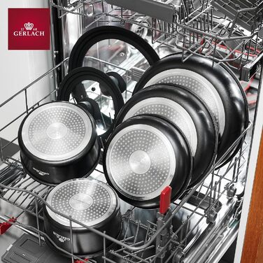 Набір сковорідок Gerlach Smart, керамічне покриття, індукційні, для газових, електро- та керамічних плит, 3 шт (20/24/28 см), чорні