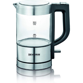 Міні-скляний чайник, потужний і компактний чайник у високоякісному дизайні, електричний чайник з фільтром від накипу, нержавіюча сталь/чорний, WK 3472, 0,5 л