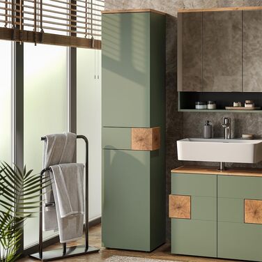 Тумба під умивальник Vicco Eden, 70 x 64.5 см, з 2 шухлядами для ванної кімнати, колір зелений