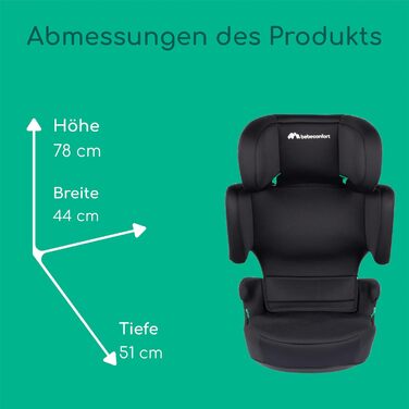Дитяче автокрісло Bebeconfort Road Safe i-Size, сидіння-бустер, для дітей 3,5–12 років, 15–36 кг, 100–150 см, чорний, установка ременем безпеки