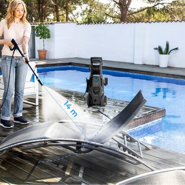 Мийка високого тиску Cecotec HydroBoost 2400 AdvanceCleany 2400 Вт для дому, саду та авто, 180 бар, алюмінієвий насос, 480 л/год + насадки