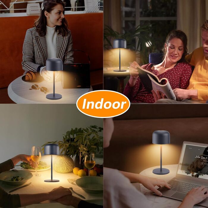 Klighten Набір з 2-х бездротових LED настільних ламп з акумулятором, димуванням, IP54, 21 см, USB-C, для дому та вулиці, антрацит, 3000K-6000K, тепле/нейтральне/холодне світло