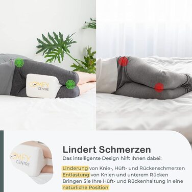 Подушка для сну на боку ComfyCentre: ортопедична подушка між колінами з піни Memory Foam - біла, без ременя