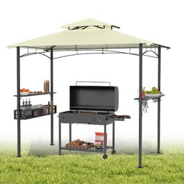 Альтанка садовий Grillpavillon 245x153x250 см, водонепроникна, вогнестійка, бежева. З кошиком для зберігання. Для саду, вечірок, BBQ