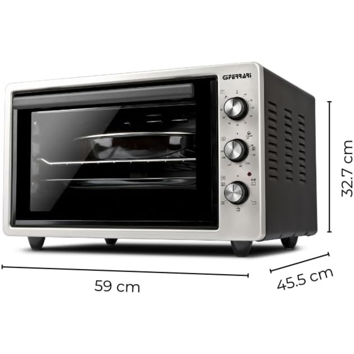 Електродуховка G3 Ferrari Rostò 58 з рожном, 58 літрів, до 300°C, сіро-чорна